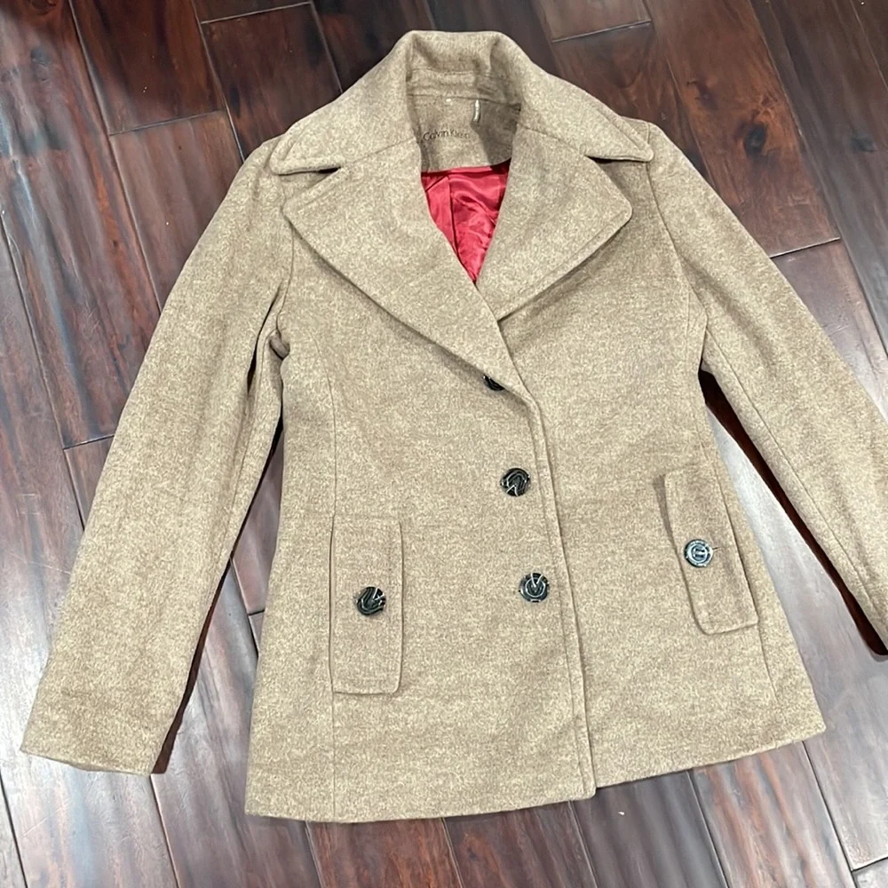 Calvin Klein Beige Wool Peacoat - Picture 4 of 13